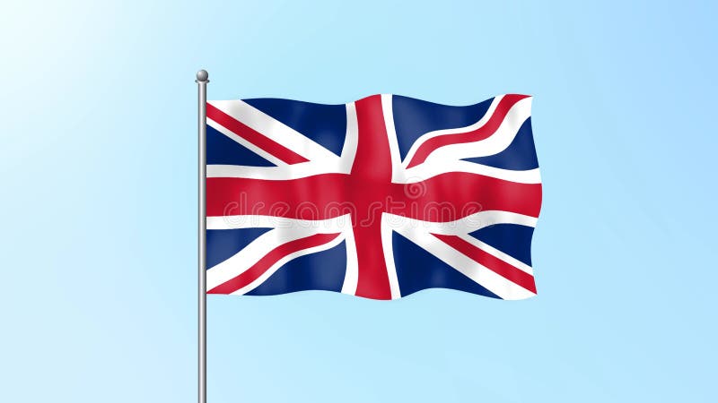 United kingdom flag waving on beautiful clean blue sky footage background. 4k