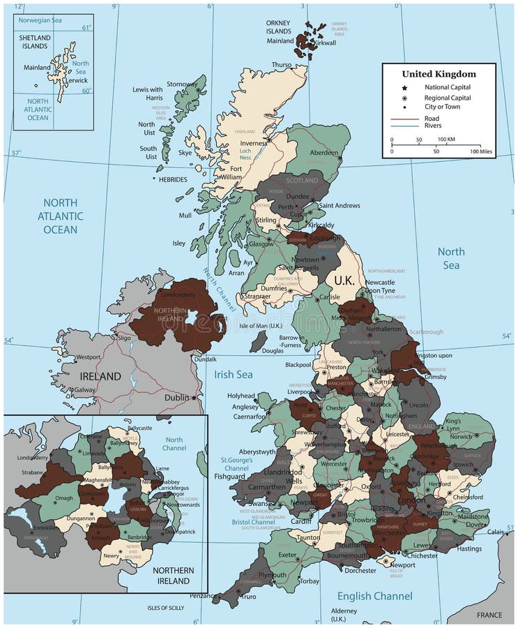 United Kingdom map with selectable territories. Vector