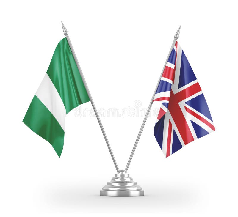 Nigeria and British Indian Territory Table Flags Isolated on White 3D