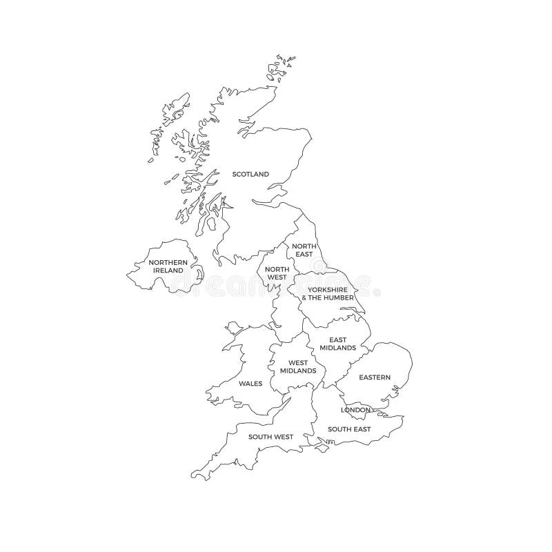 United Kingdom UK Regions Map Stock Vector - Illustration of background ...