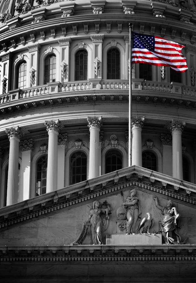 United State Capitol Building with Flag