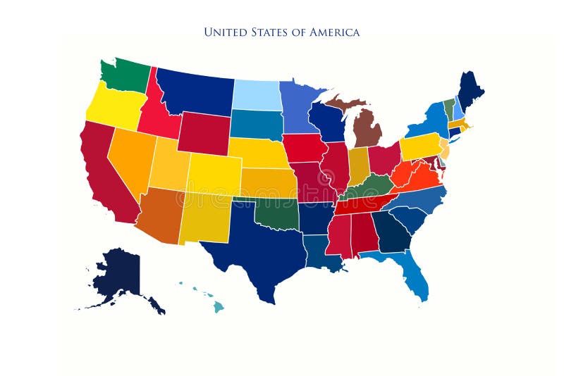 United States of America Map with States and Borders Illustration Stock