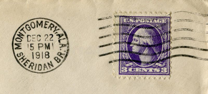 The United states of america - 22 Dec 1918: American historical stamp: three cents with George Washington with black ink postal ca royalty free stock photo The United states of america - 22 Dec 1918: American historical stamp: three cents with George Washington with black ink postal ca royalty free stock photo