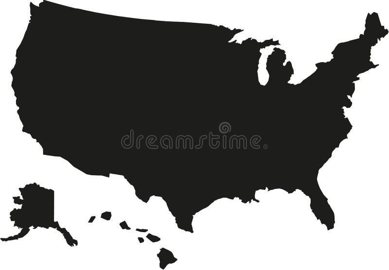 United States of America map with hawaii