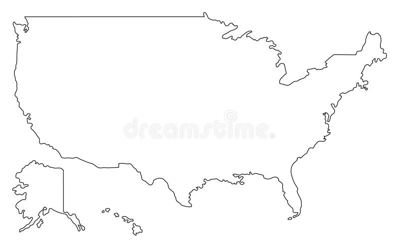 United States of America map outline vector illustartion.USA map