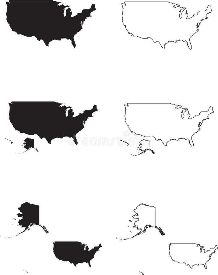 United States Map Outline Black Stock Illustrations – 16,791 United