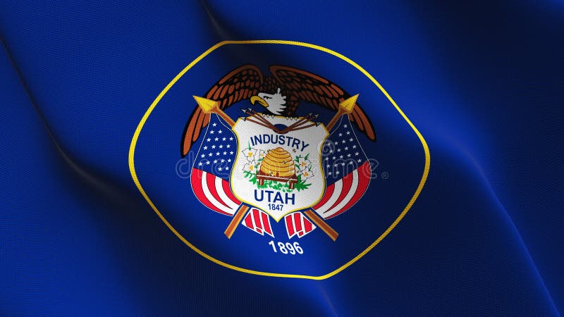 Utah US State Flag Waving on Wind. Stock Illustration - Illustration of ...