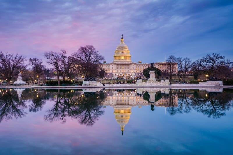 The United States Capitol at Sunset, in Washington, DC Stock Photo