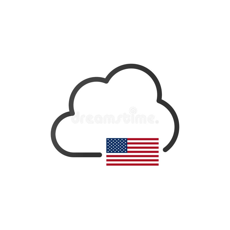 United States Cloud Domain Server or storage. VPN concept. US flag isolated
