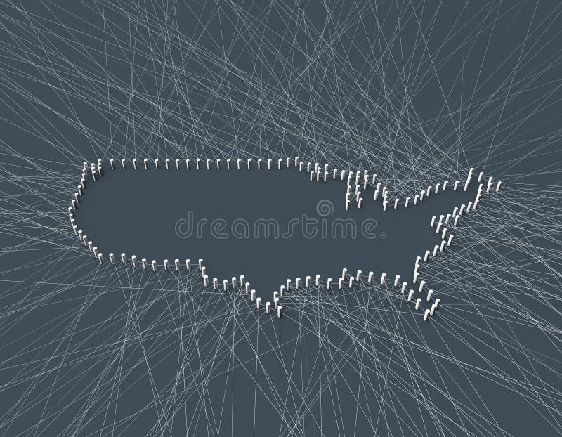 United States Map Composed of Network Connections, Transmission and