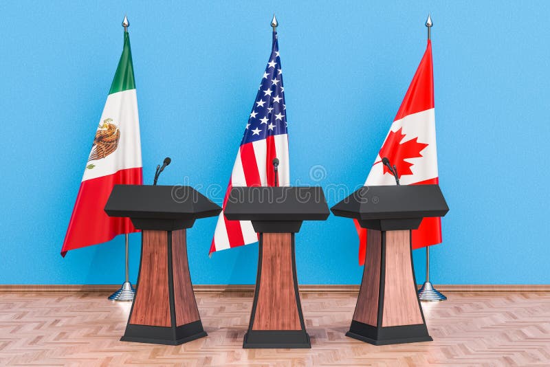 United States Mexico Canada Agreement, USMCA or NAFTA meeting co vector illustration United States Mexico Canada Agreement, USMCA or NAFTA meeting co vector illustration