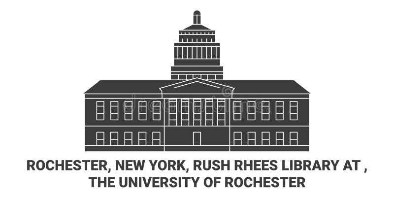 United States, Rochester, New York, Rush Rhees Library At , The University Of Rochester travel landmark line vector illustration