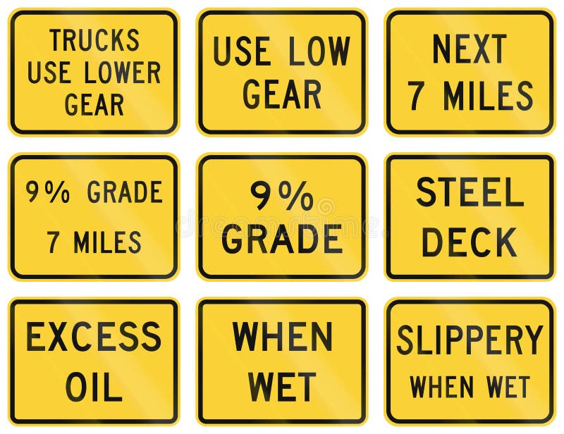 United States Warning MUTCD Road Signs Stock Illustration