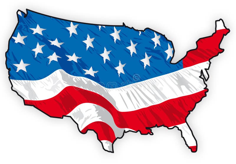 Unites states map wit america flag inside royalty free illustration