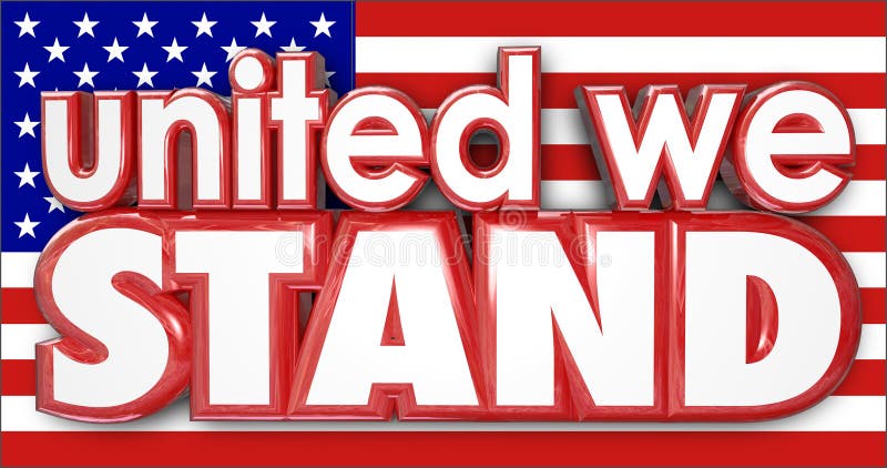 Unito stiamo la bandiera americana U.S.A. che attacca insieme il forte orgoglio illustrazione di stock Unito stiamo la bandiera americana U.S.A. che attacca insieme il forte orgoglio illustrazione di stock