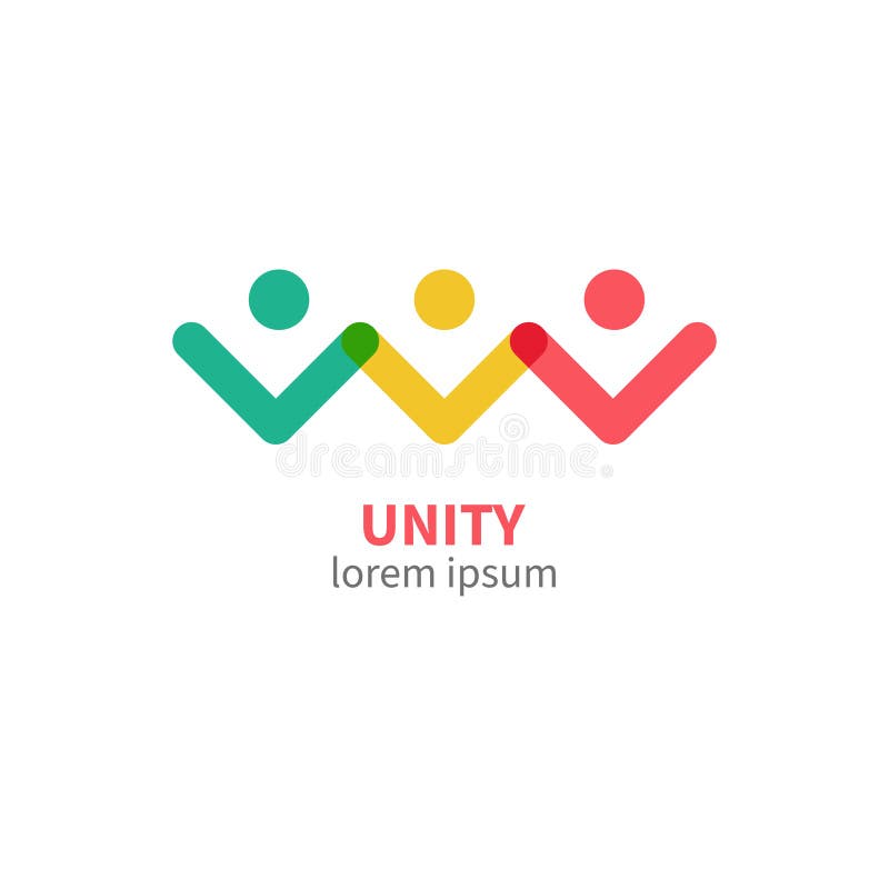 Unity logo. People holding hands. Community icon
