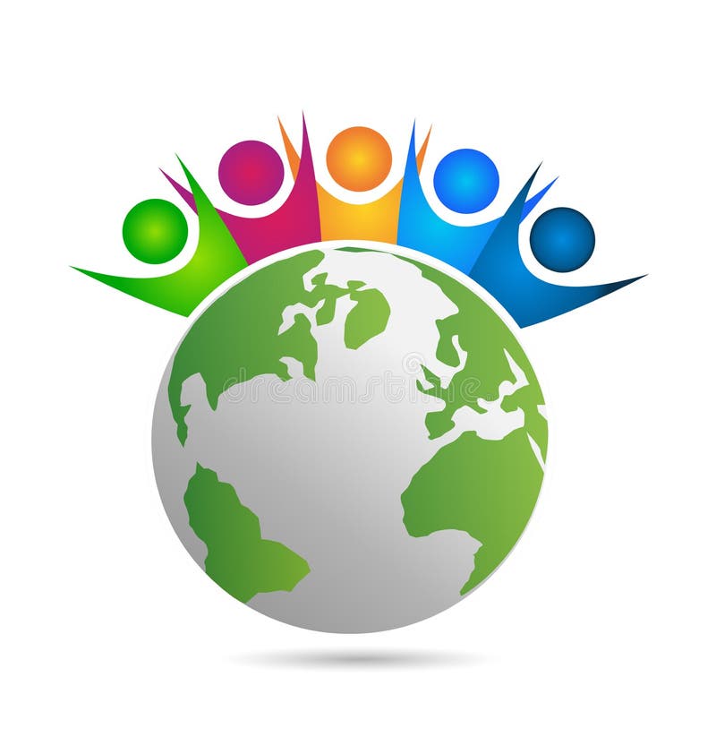 People in world unity icon stock illustration. Illustration of