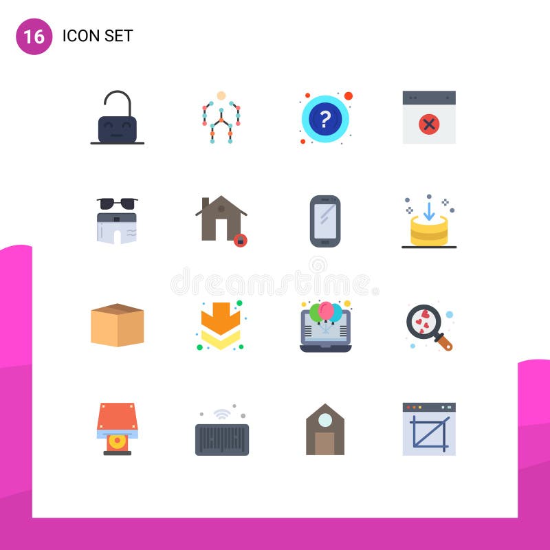Unità a colori a schermo piatto dell'interfaccia mobile con 16 pittogrammi di swimsuite rimuovi layout di movimento annulla illustrazione vettoriale