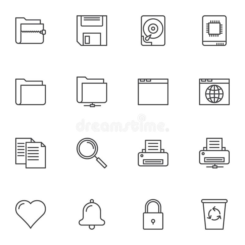 Universal basic line icons set royalty free illustration Universal basic line icons set royalty free illustration