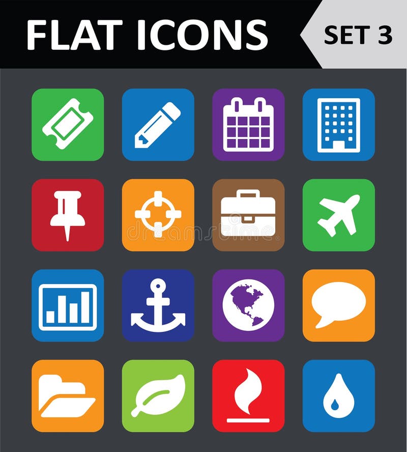 Universal Colorful Flat Icons. Stock Vector - Illustration of interface ...