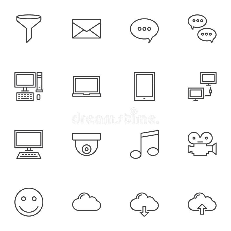 Universal computer line icons set vector illustration Universal computer line icons set vector illustration
