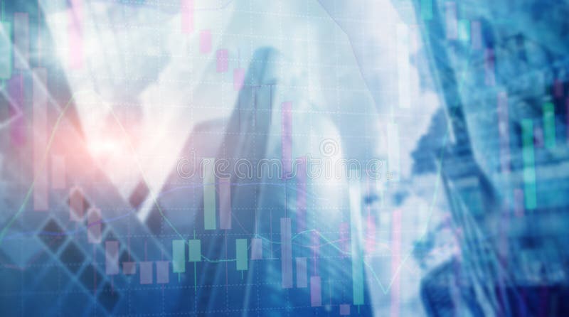 Universal finance abstract background Economic growth graph chart on futuristic city. Double exposure vector illustration Universal finance abstract background Economic growth graph chart on futuristic city. Double exposure vector illustration