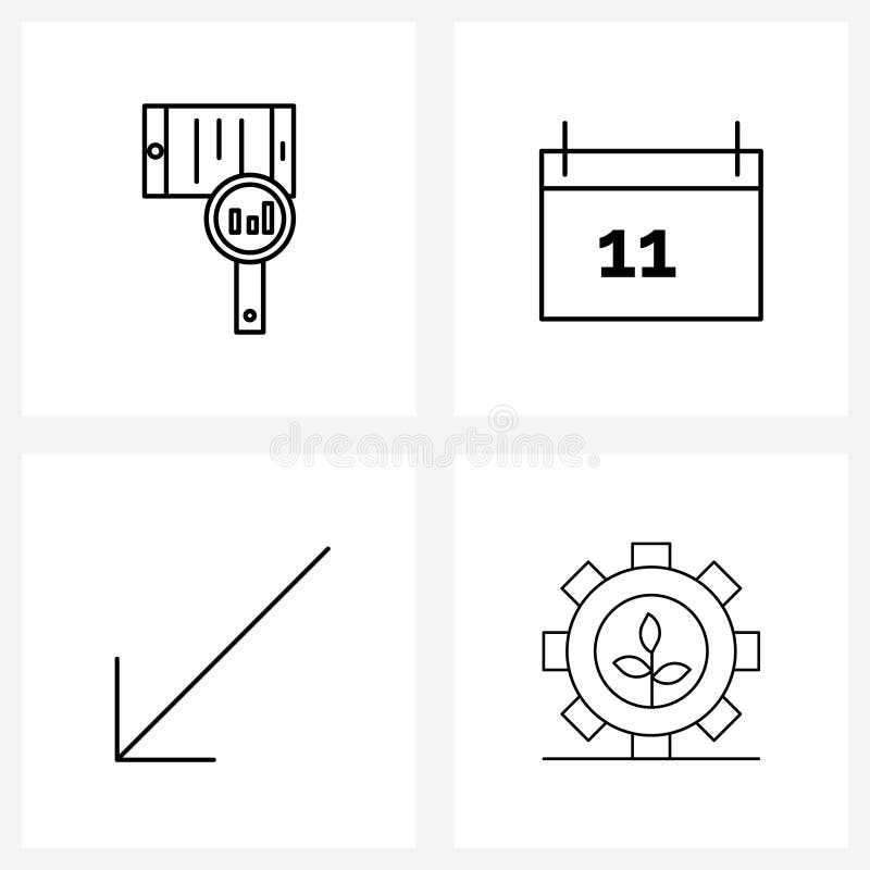 4 Universal Icons Pixel Perfect Symbols of barcode reader; down; calendar; romantic; gear stock illustration