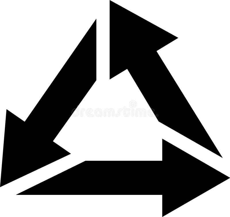 Universal recycling symbol featuring three black arrows rotating clockwise in an equilateral triangle, highlighting the royalty free stock image