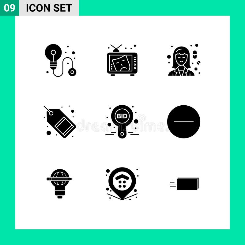 9 Universal Solid Glyphs Set for Web和Mobile Applications销售标签、营销、化学家、市场、女性 库存例证 9 Universal Solid Glyphs Set for Web和Mobile Applications销售标签、营销、化学家、市场、女性 库存例证