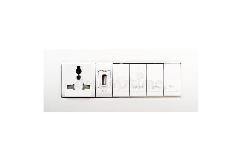 Universal Wall Outlet with USB Port and Electrical Lighting. Stock