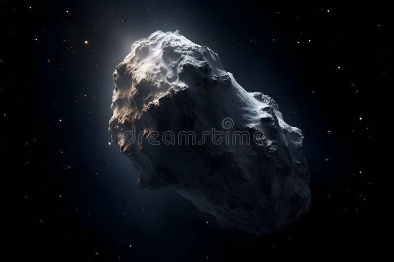 Universe scene with asteroid in outer space. Generative AI vector illustration