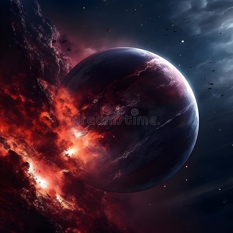 Universe scene with planets, stars and galaxies in outer space. Generative AI content stock illustration