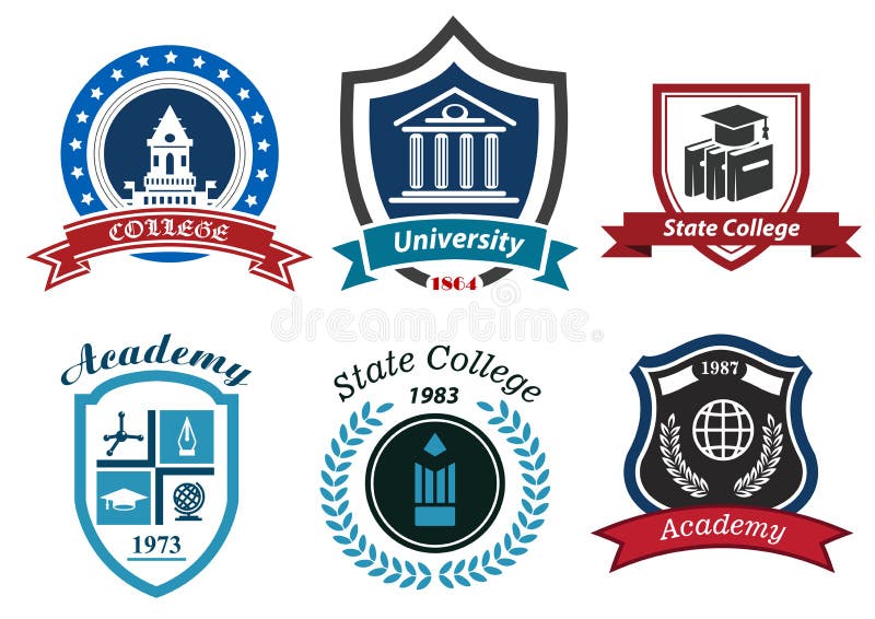 Universiteit, hogeschool en academie heraldische emblemen stock illustratie Universiteit, hogeschool en academie heraldische emblemen stock illustratie