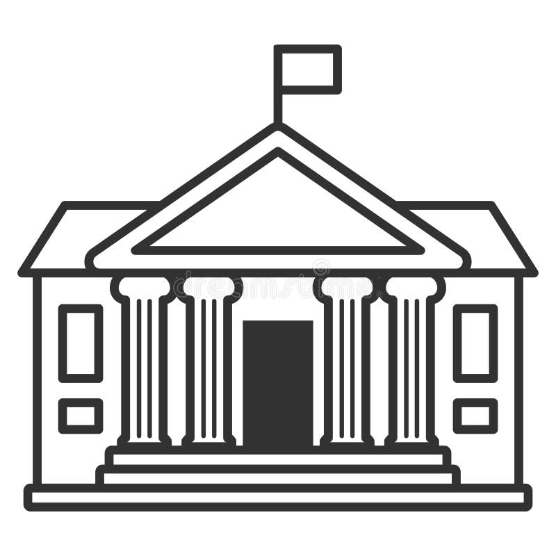 Premium Vector  Landscape with a bank building drawn with contour lines on  a white background. line art. editable stroke. vector illustration.