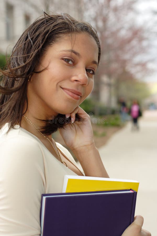 Beautiful Female African American College Student On Campus Stock Image