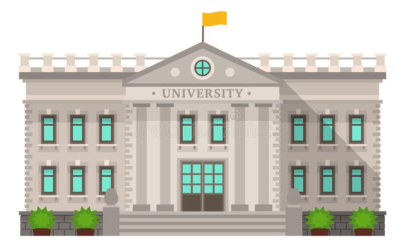 University icon. Higher education symbol. Buiding exterior stock illustration