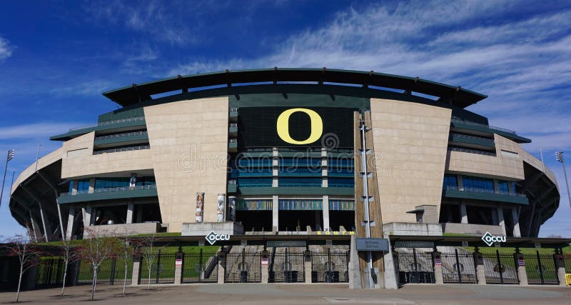 University of Oregon Autzen Stadium viewed from the South Plaza
