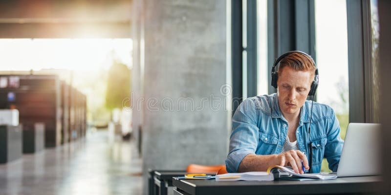 University student working on academic assignment