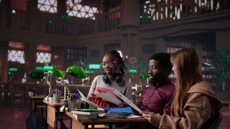 University students learning accounting principles and financial analysis stock footage