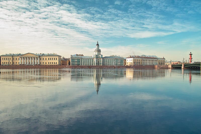 18th century buildings across the Neva river University quay in Saint Petersburg. 18th century buildings across the Neva river University quay in Saint Petersburg