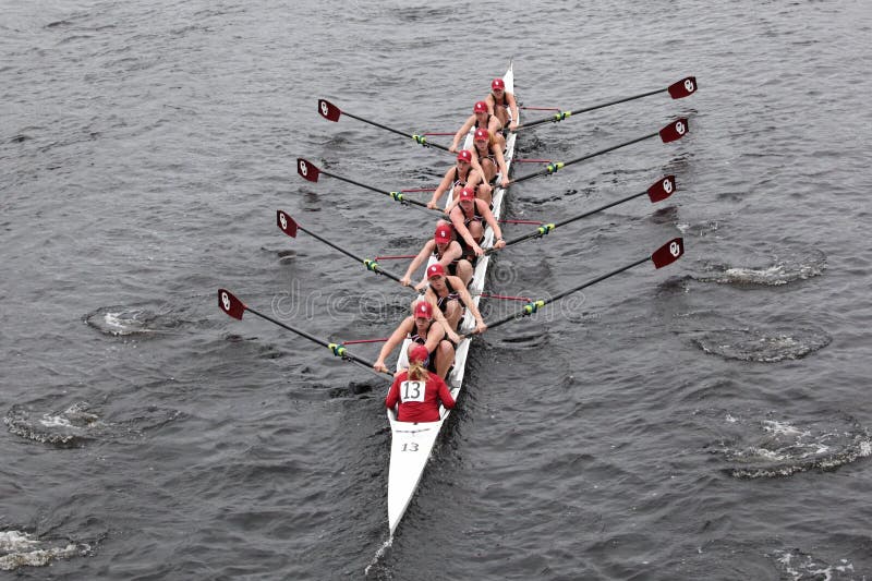 BOSTON - OCTOBER 23: University Of Oklahoma races in the Head of Charles Regatta, Williams College won with a time of 14:17 on October 23, 2011 in Boston, MA. BOSTON - OCTOBER 23: University Of Oklahoma races in the Head of Charles Regatta, Williams College won with a time of 14:17 on October 23, 2011 in Boston, MA.