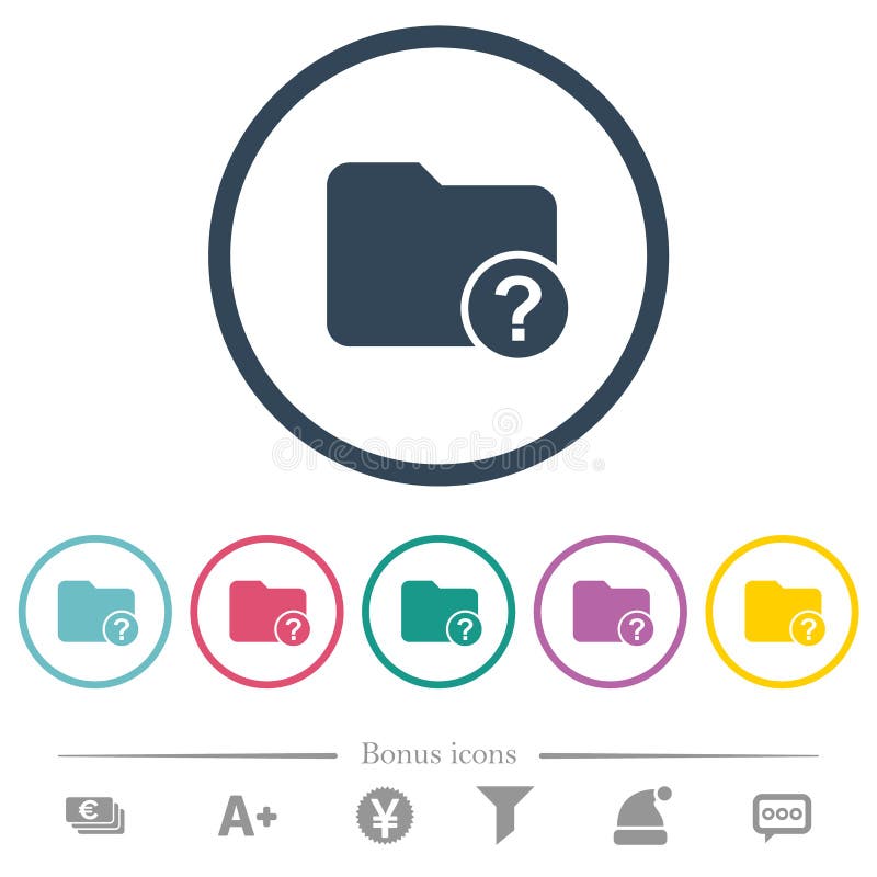 Unknown directory flat color icons in round outlines royalty free illustration