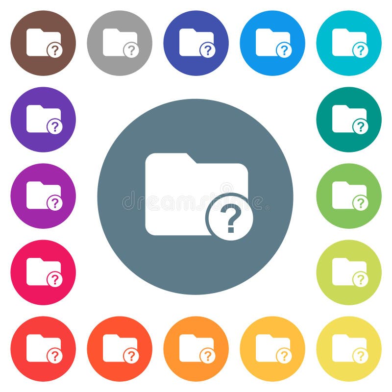 Unknown directory flat white icons on round color backgrounds stock illustration