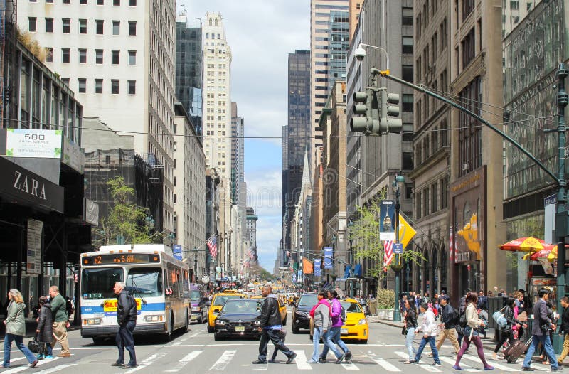 Unknown people who walked across the road on crosswalk to cross the street in New York City, USA. royalty free stock images Unknown people who walked across the road on crosswalk to cross the street in New York City, USA. royalty free stock images