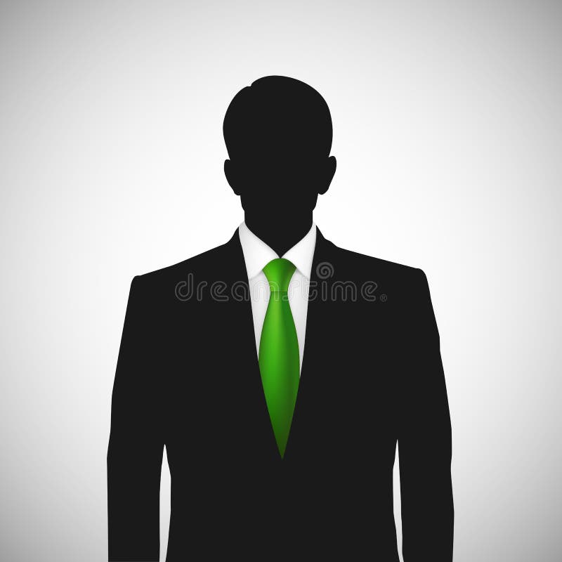 Unknown person silhouette whith green tie stock illustration
