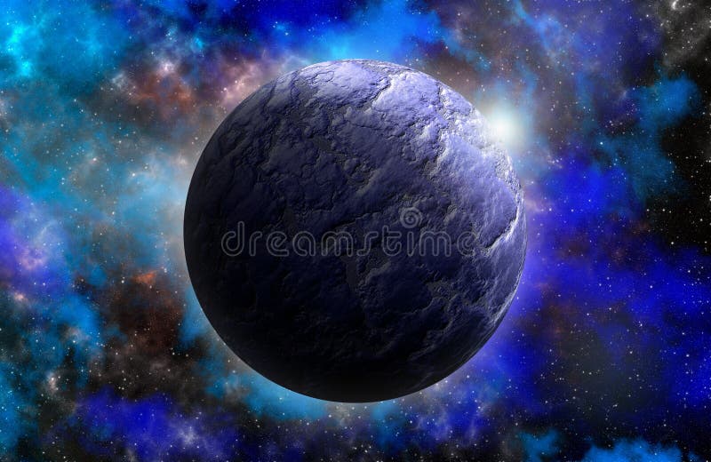 Unknown planet from outer space. Space nebula. Cosmic cluster of stars. Outer space background. 3D Illustration royalty free illustration