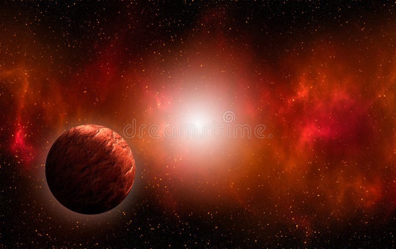 Unknown planet from outer space. Space nebula. Cosmic cluster of stars. Outer space background. 3D Illustration stock illustration