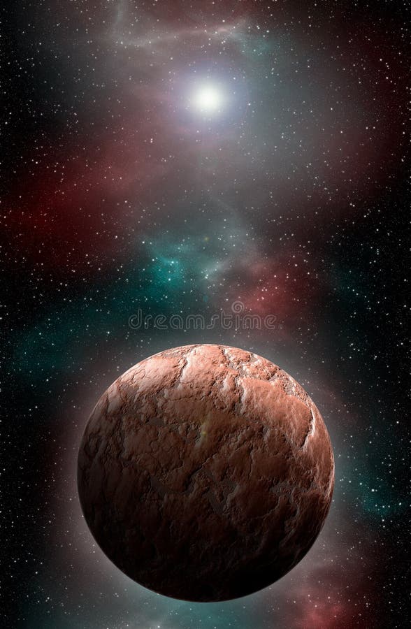 Unknown planet from outer space. Space nebula. Cosmic cluster of stars. Outer space background. 3D Illustration stock illustration