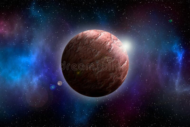 Unknown planet from outer space. Space nebula. Cosmic cluster of stars. Outer space background. 3D Illustration stock illustration