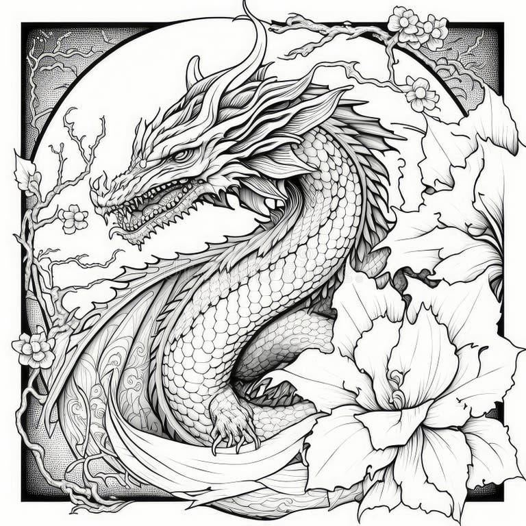 Dragon Coloring Pages Adults Stock Illustrations – 435 Dragon Coloring